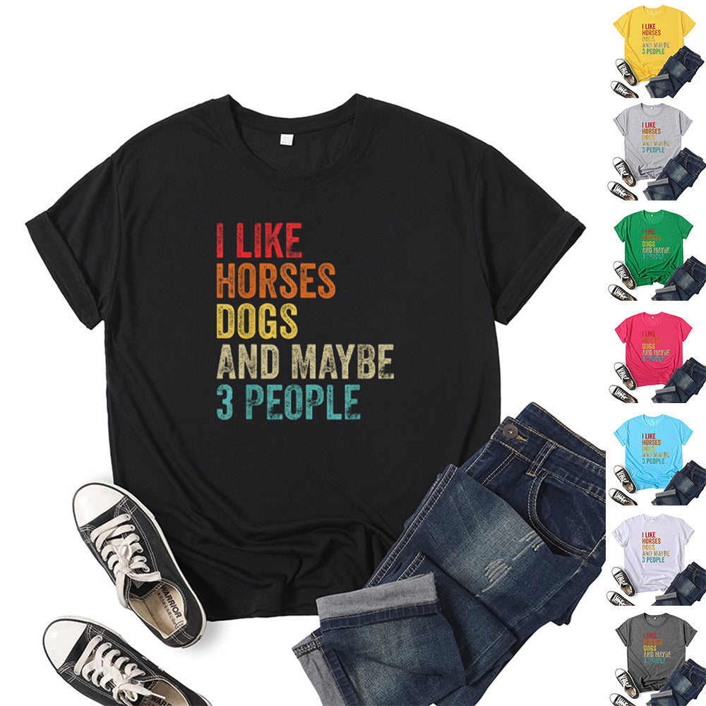 Printed Short Sleeve Crew Neck T-Shirt Summer