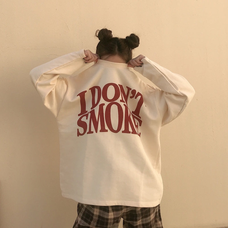 Long sleeve apricot sweater men and women T-shirt