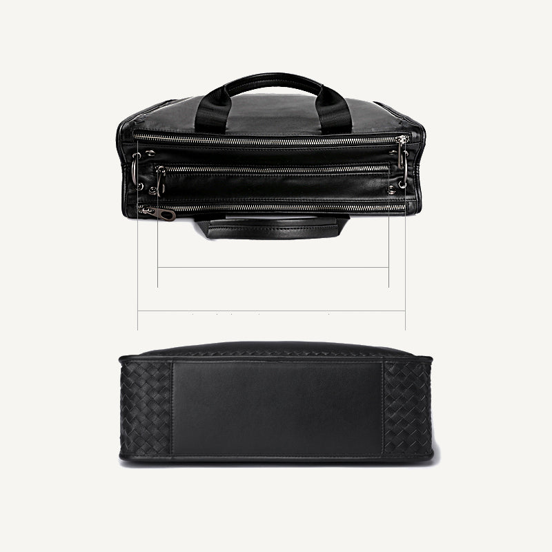 Men's sheepskin woven briefcase