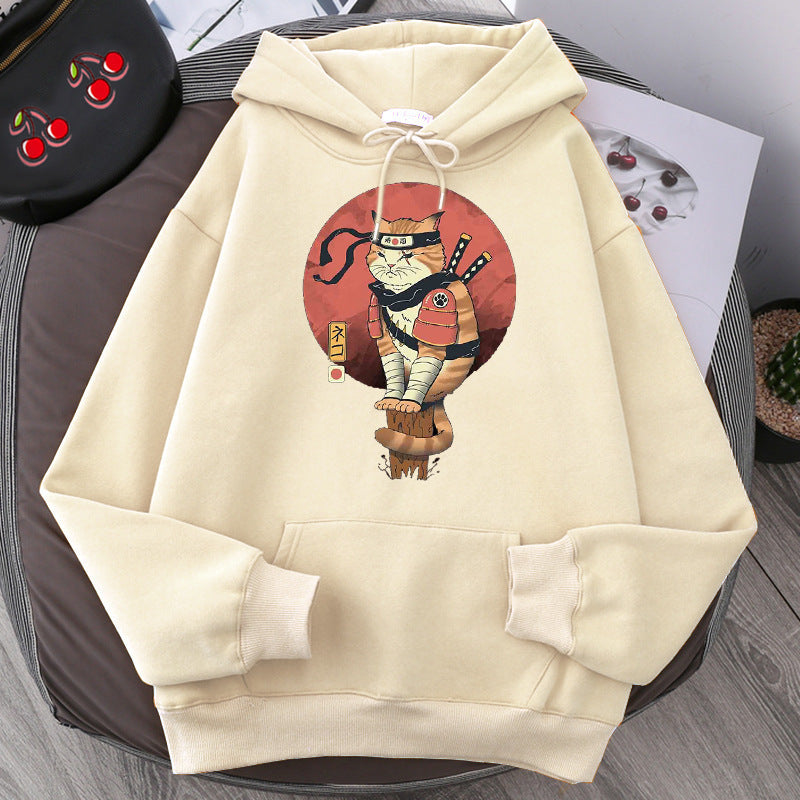 Cat Printing Hoodie Men Fashion Couple Hood