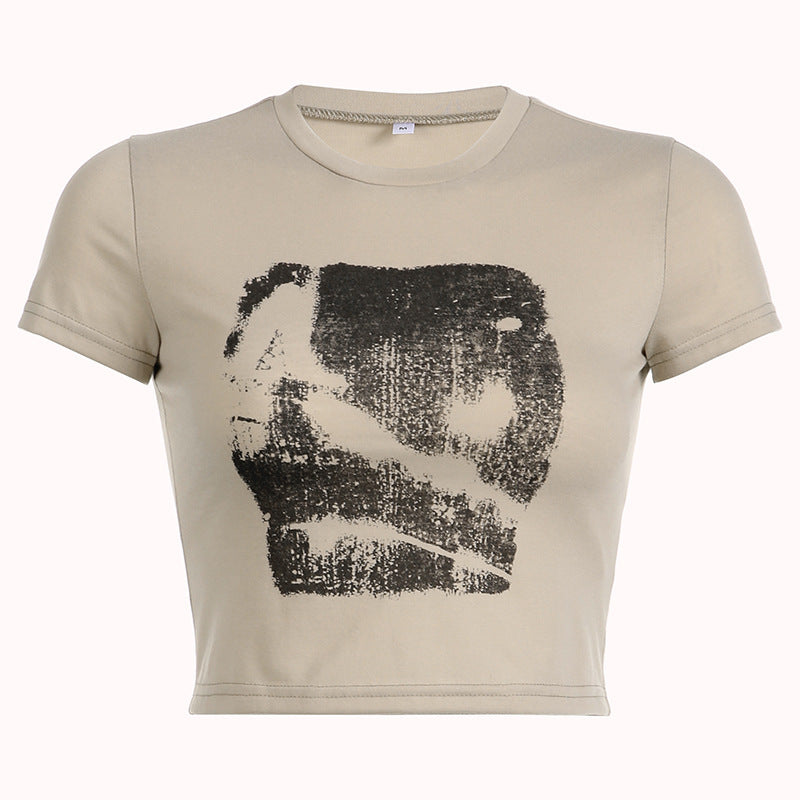 Fashionable Daily Versatile Slim Fitting Short T-shirt