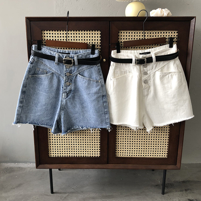 Wide-leg fleece hot pants Denim shorts