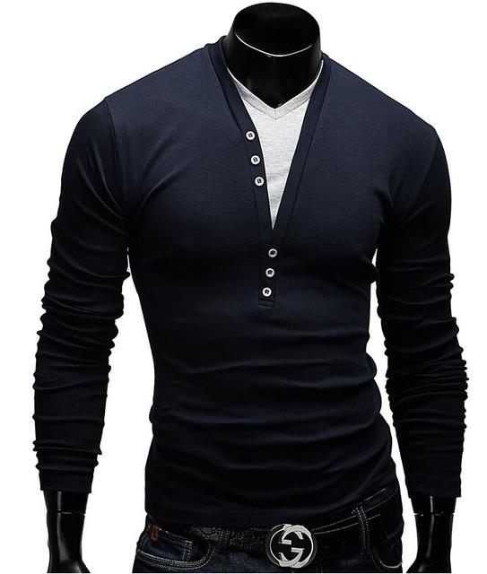 Long Sleeve V-Neck Layered Men T-Shirt