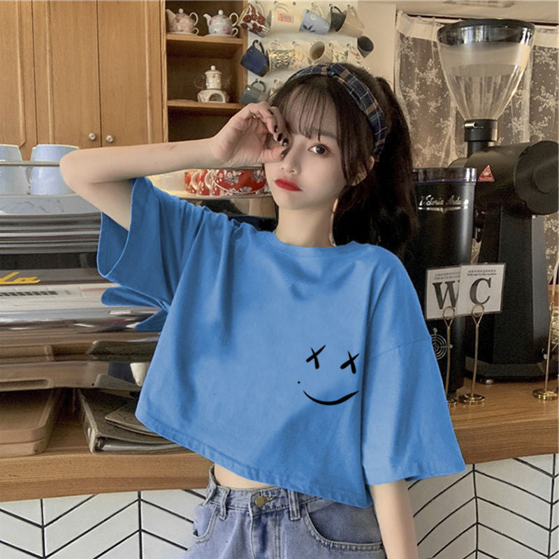 Short Sweet Spicy Girls Versatile Print Top