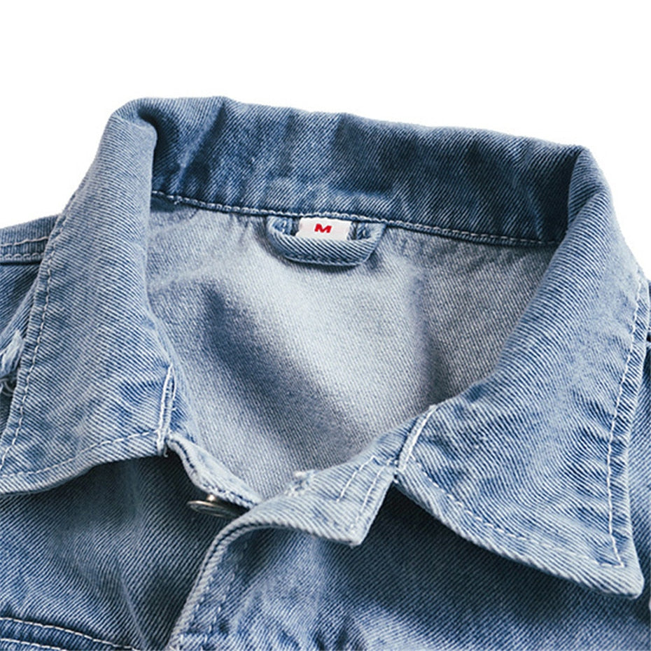Jacket, dog, dog, hole, denim, jacket, male hip-hop style, men and women