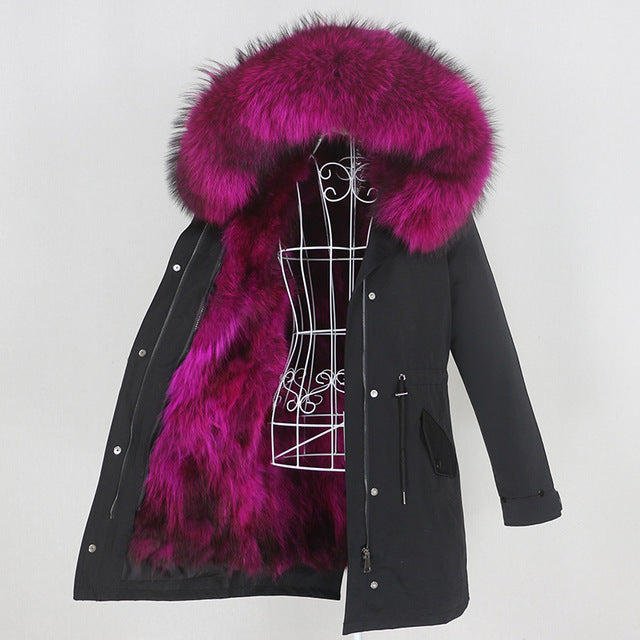 Winter Jacket Women Real Fur Coat Long Parka Natural Winter Jacket Women Real Fur Coat Long Parka Natural