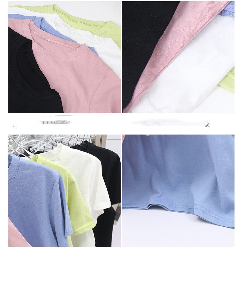 Cotton Round Neck Short Sleeved Top For Women