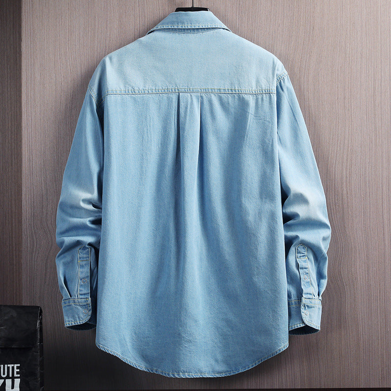 Denim Shirt Men Summer Thin Ins Long Sleeve Denim Shirt Men Summer Thin Ins Long Sleeve