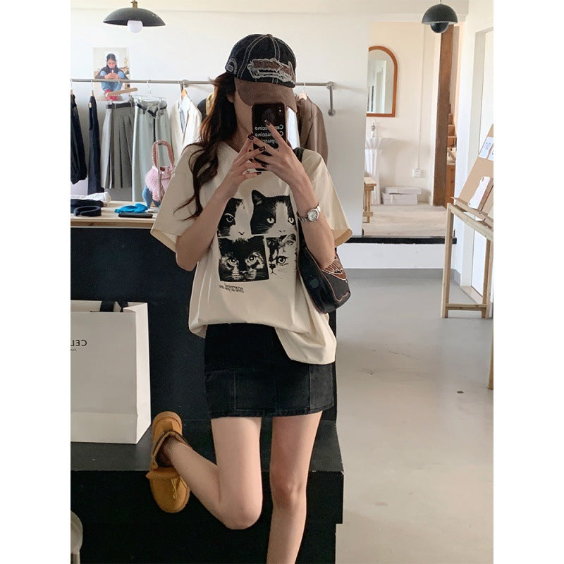 Printed Short Sleeve T-shirt Children's Fun Style Top
