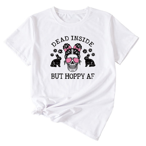 Skull Pattern Women's Summer Round Neck Short Sleeve