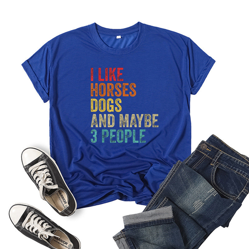 Printed Short Sleeve Crew Neck T-Shirt Summer