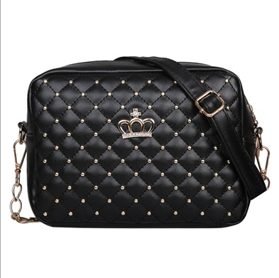 Women PU Crossbody Rivet Chain Shoulder Bag