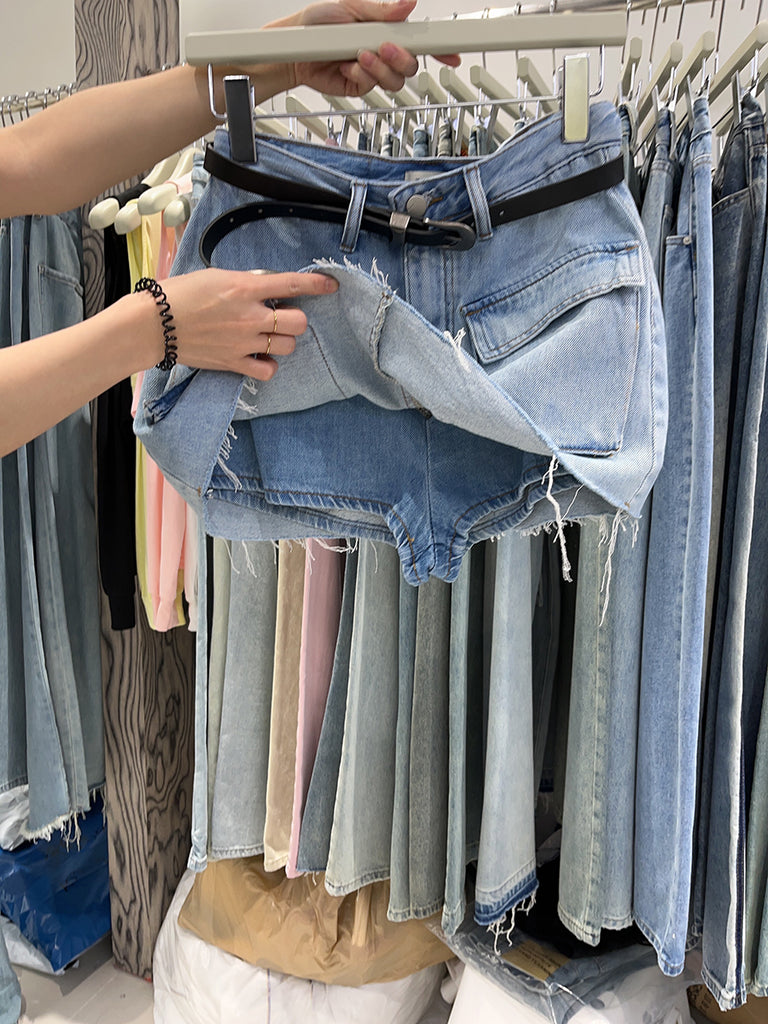 A-line Short Denim Skirt Pants