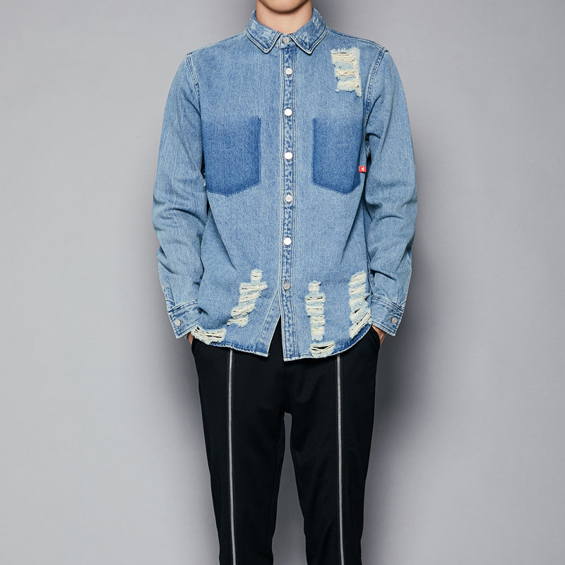 Men's long sleeve denim shirt