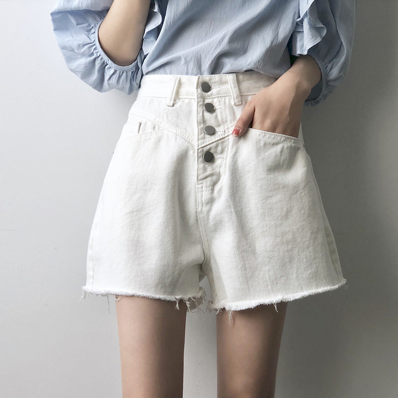 Wide-leg fleece hot pants Denim shorts