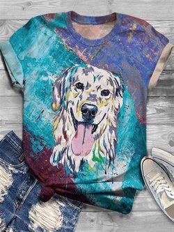 European And American Animal Printed Short Sleeved T-shirt