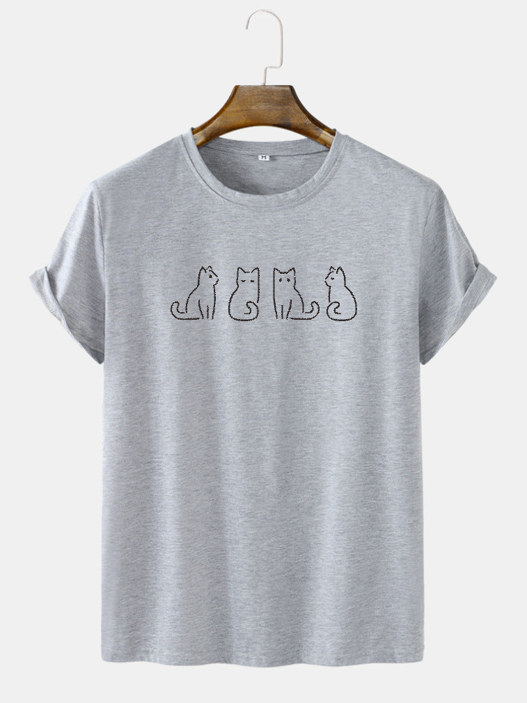 New Round Neck Loose Casual Heat Transfer Patch Short Sleeve T-shirt