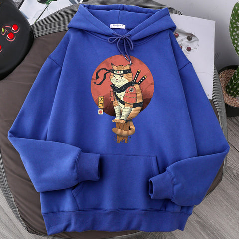 Cat Printing Hoodie Men Fashion Couple Hood