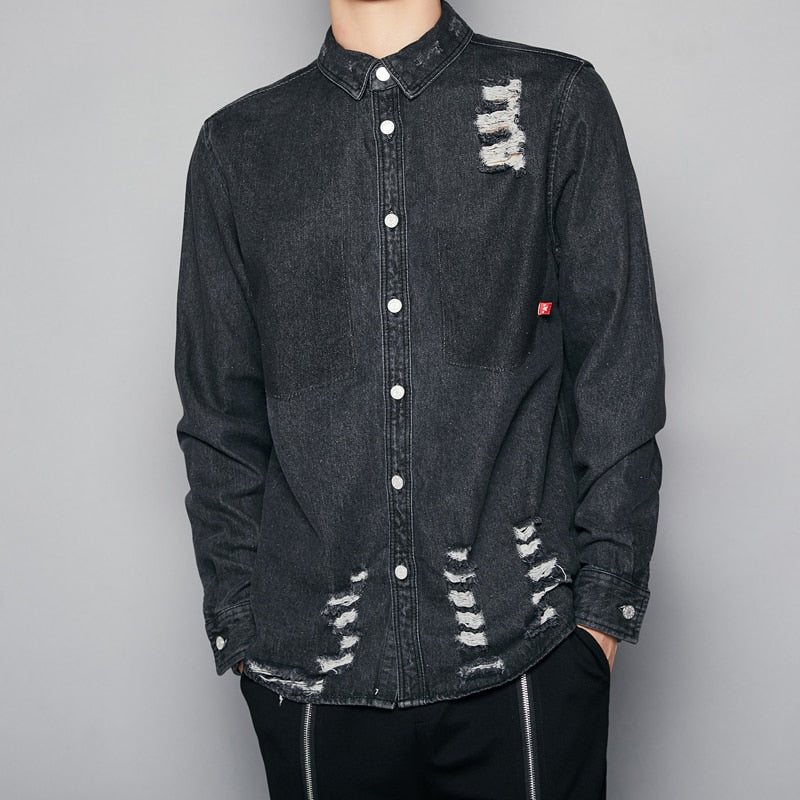 Men's long sleeve denim shirt
