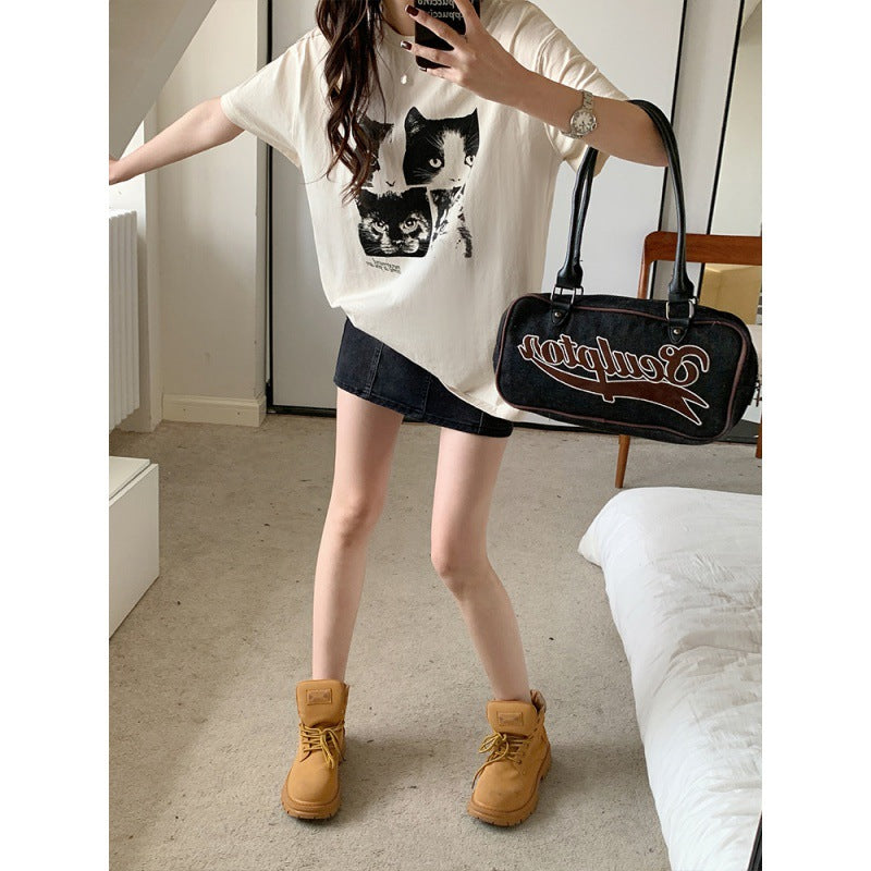 Printed Short Sleeve T-shirt Children's Fun Style Top