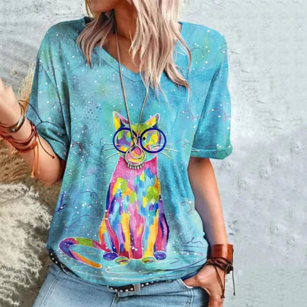 T-shirt Animal Print Casual Loose Street Trend