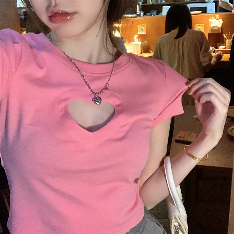 Love Hollow Fit Short Sleeve T-shirt Women's Top