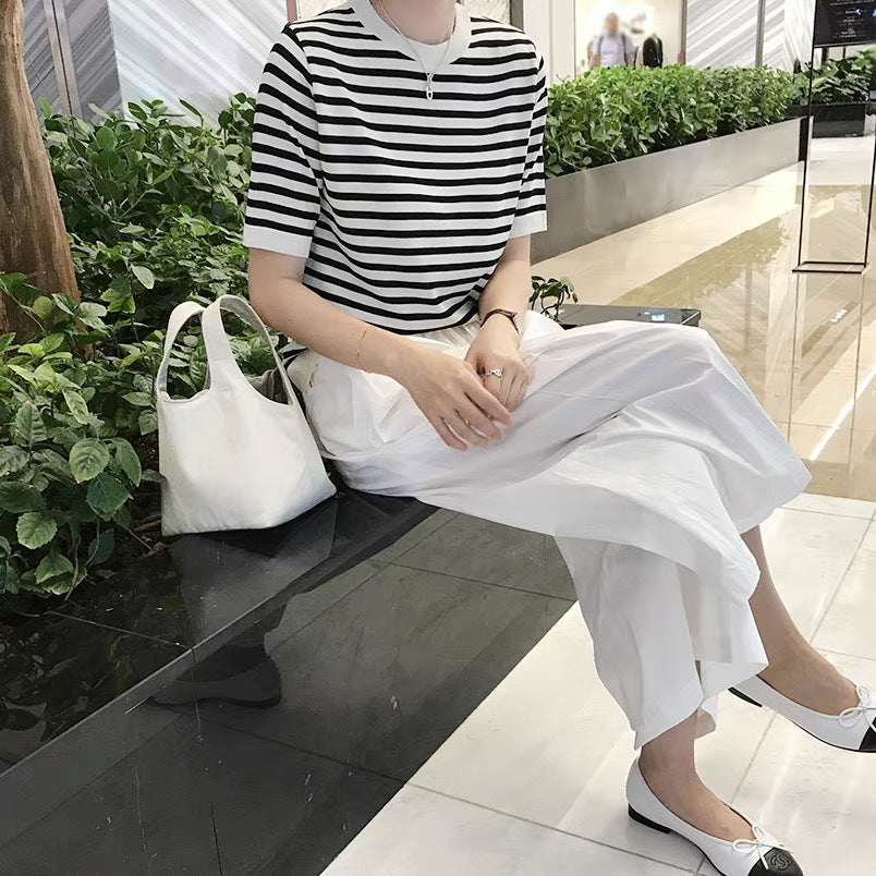 Women's Cool Loose Round Neck Ice Silk Knitted Sweater