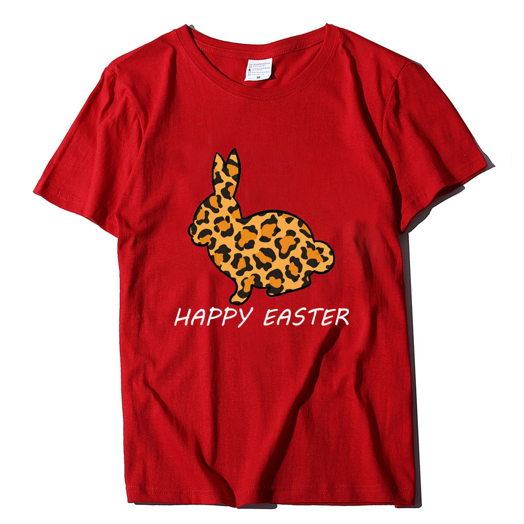 European And American Women's Easter Bunny Printed Short Sleeves