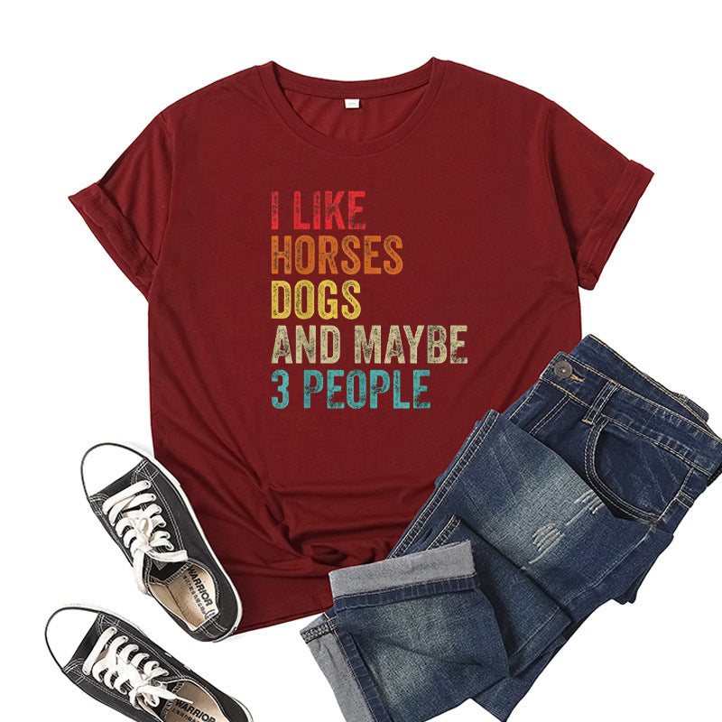 Printed Short Sleeve Crew Neck T-Shirt Summer