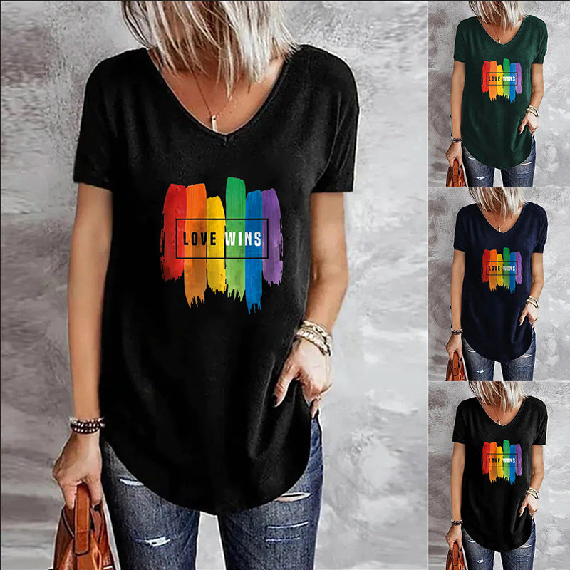 Rainbow Letter Printing Lady Temperament Commuting Fashion