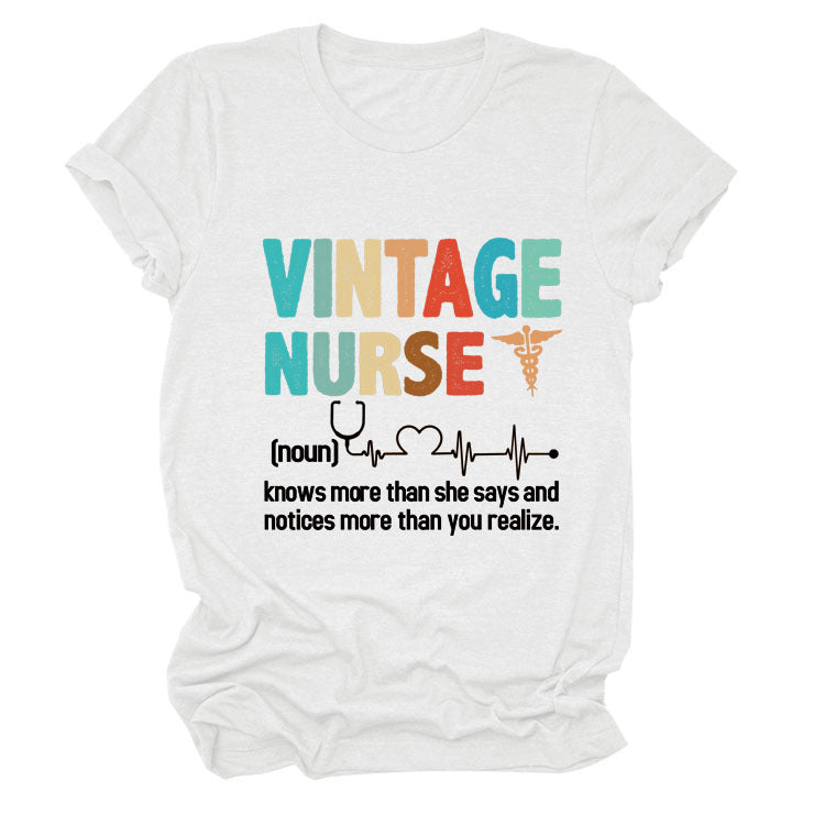 Letter Printed Women's Round Neck Short Sleeves