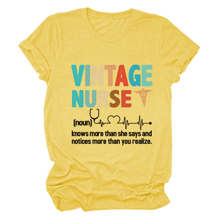 Letter Printed Women's Round Neck Short Sleeves