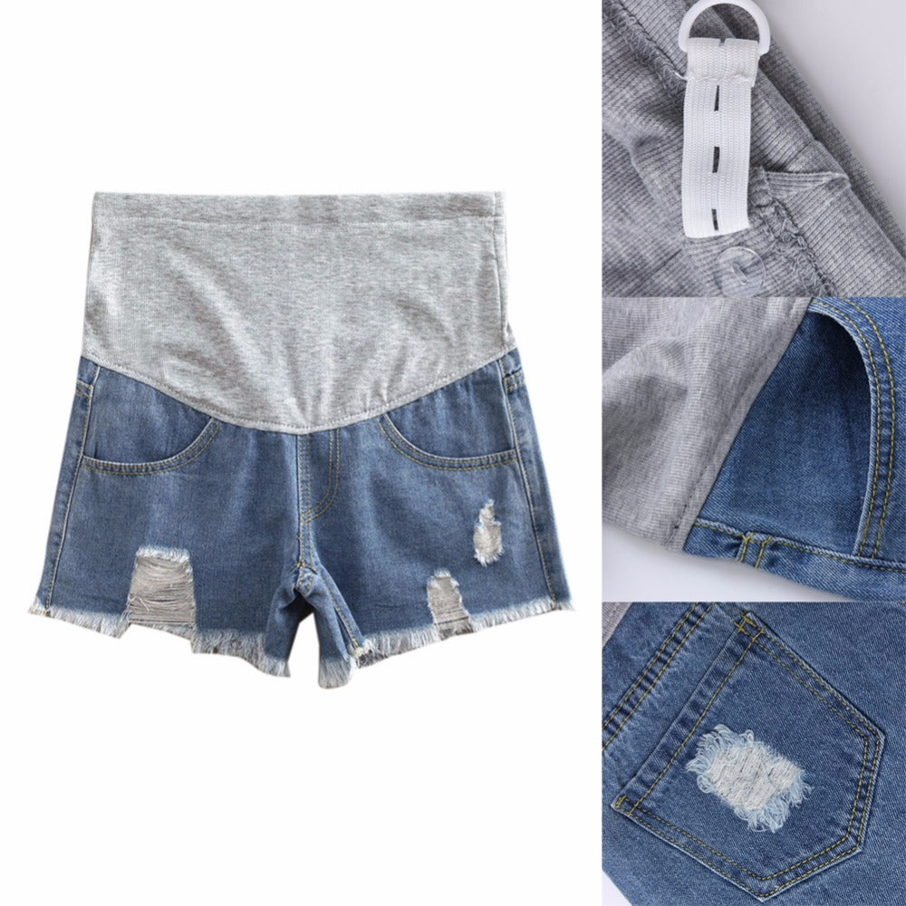 Spring autumn ripped shorts denim belly pants