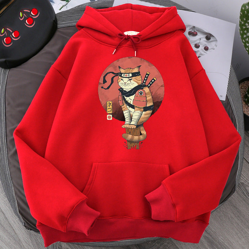Cat Printing Hoodie Men Fashion Couple Hood