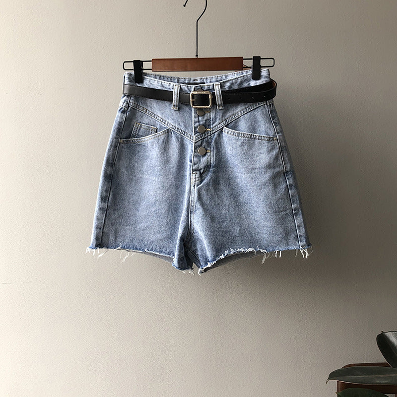 Wide-leg fleece hot pants Denim shorts