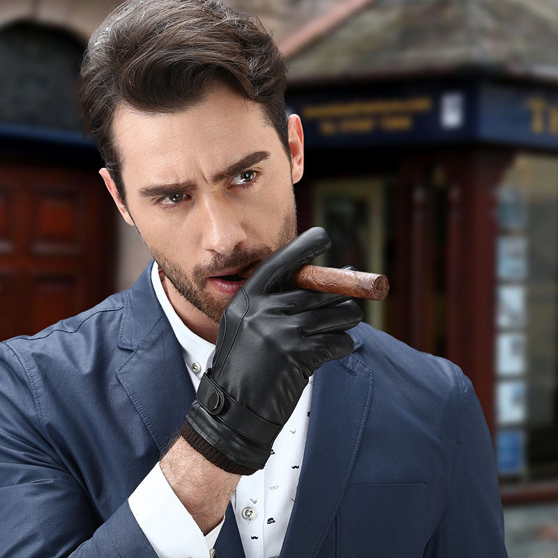 Wash Leather Gloves For Men With Velvet Touch Screen Wash Leather Gloves For Men With Velvet Touch Screen