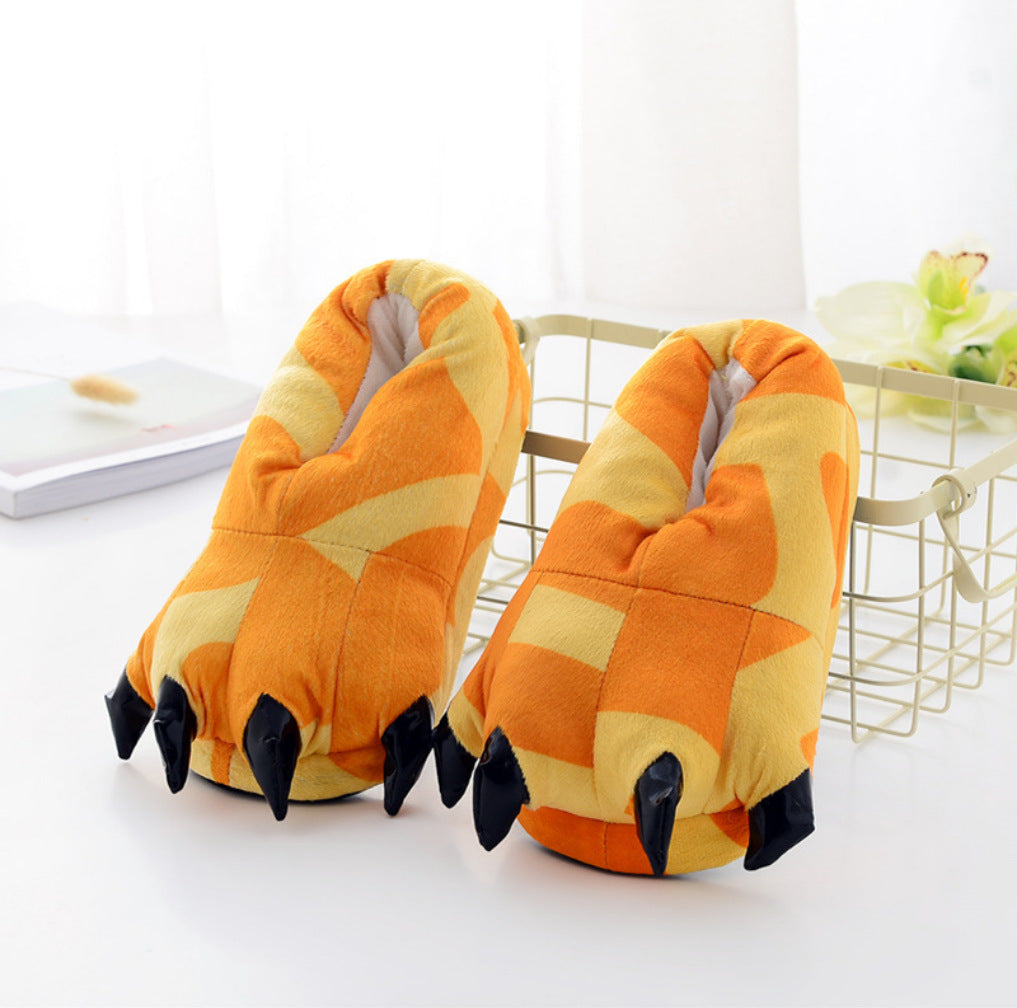 Winter Soft Warm Dinosaur Paw Funny Slippers for Men Women Kids Parent-child Home House Slipper Shoes Room Cotton Shoes