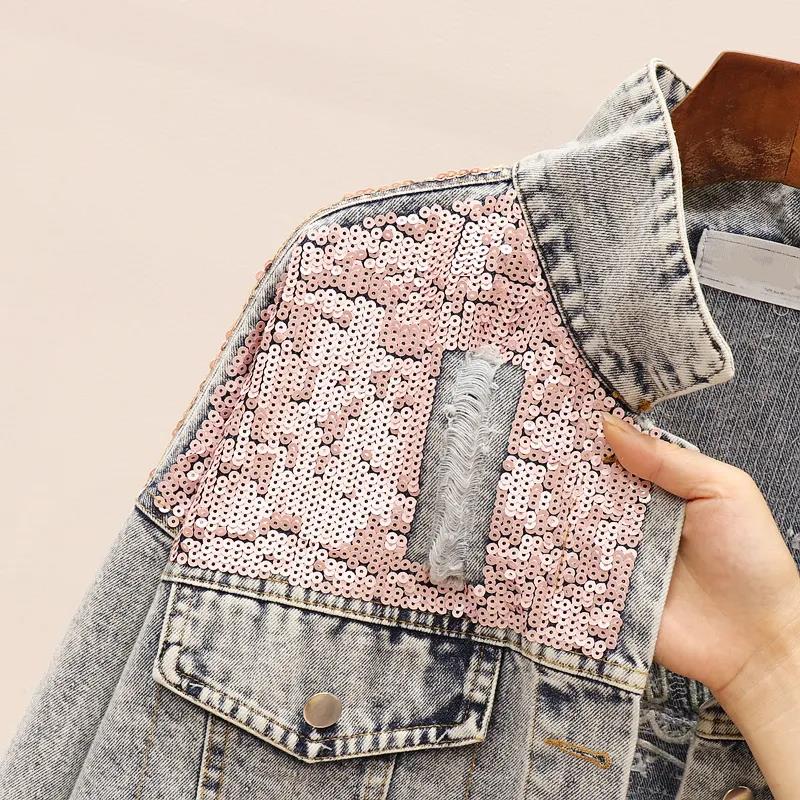 Loose Distressed Denim Jacket Women Jacket
