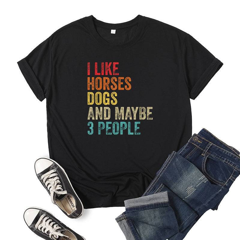 Printed Short Sleeve Crew Neck T-Shirt Summer