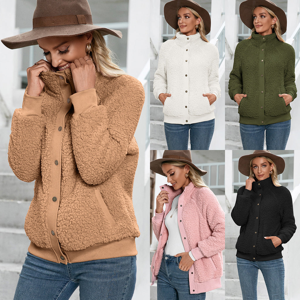 Plush Cardigan Jacket Double Sided Plush Jacket Top Women