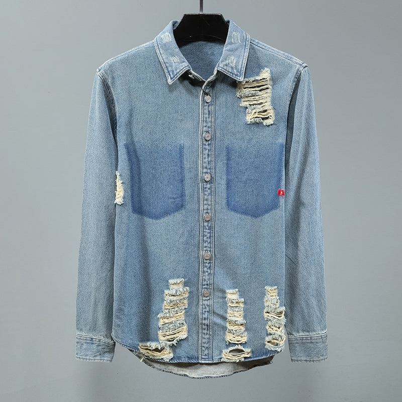 Men's long sleeve denim shirt