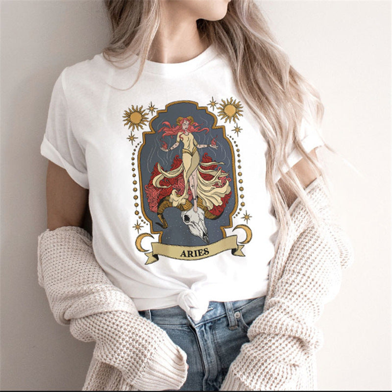 Fashion Moon Retro Gothic Print T-shirt Women