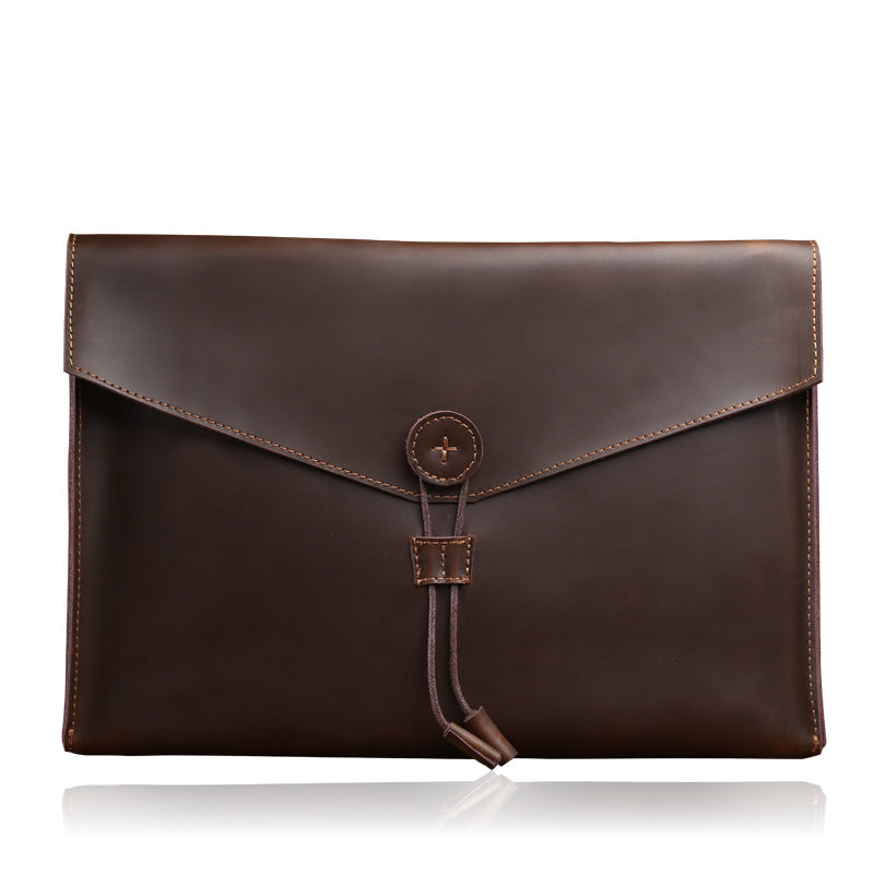new real leather men bag men business leisure briefcase fashion retro A4 file package