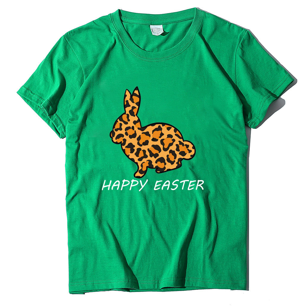 European And American Women's Easter Bunny Printed Short Sleeves