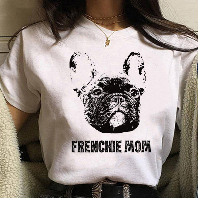 Dog Print Top T Shirt White