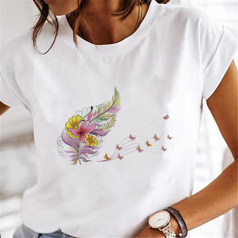 Street Personalized Feather Versatile T-shirt