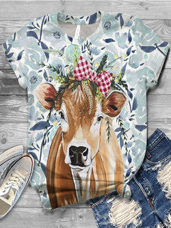 European And American Animal Printed Short Sleeved T-shirt