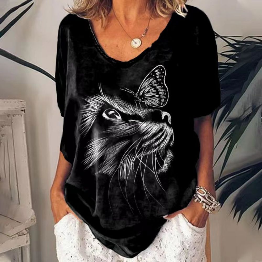 T-shirt Animal Print Casual Loose Street Trend