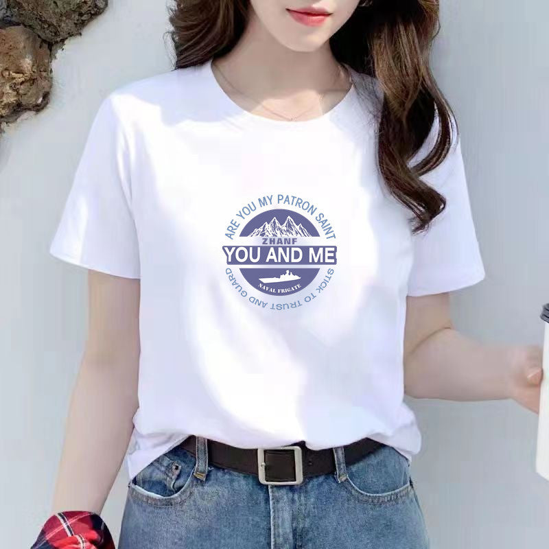 Women's New White Trend Women's Short Sleeved T-shirt Loose Fitting