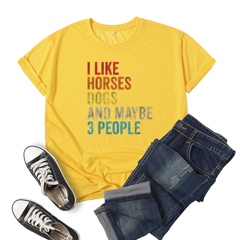 Printed Short Sleeve Crew Neck T-Shirt Summer